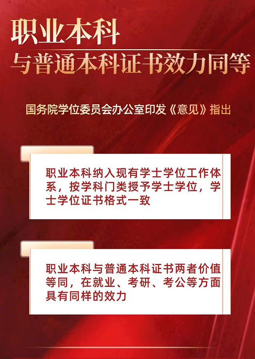 又一利好消息，教育部再發(fā)文：職業(yè)本科與普通本科證書效力同等！